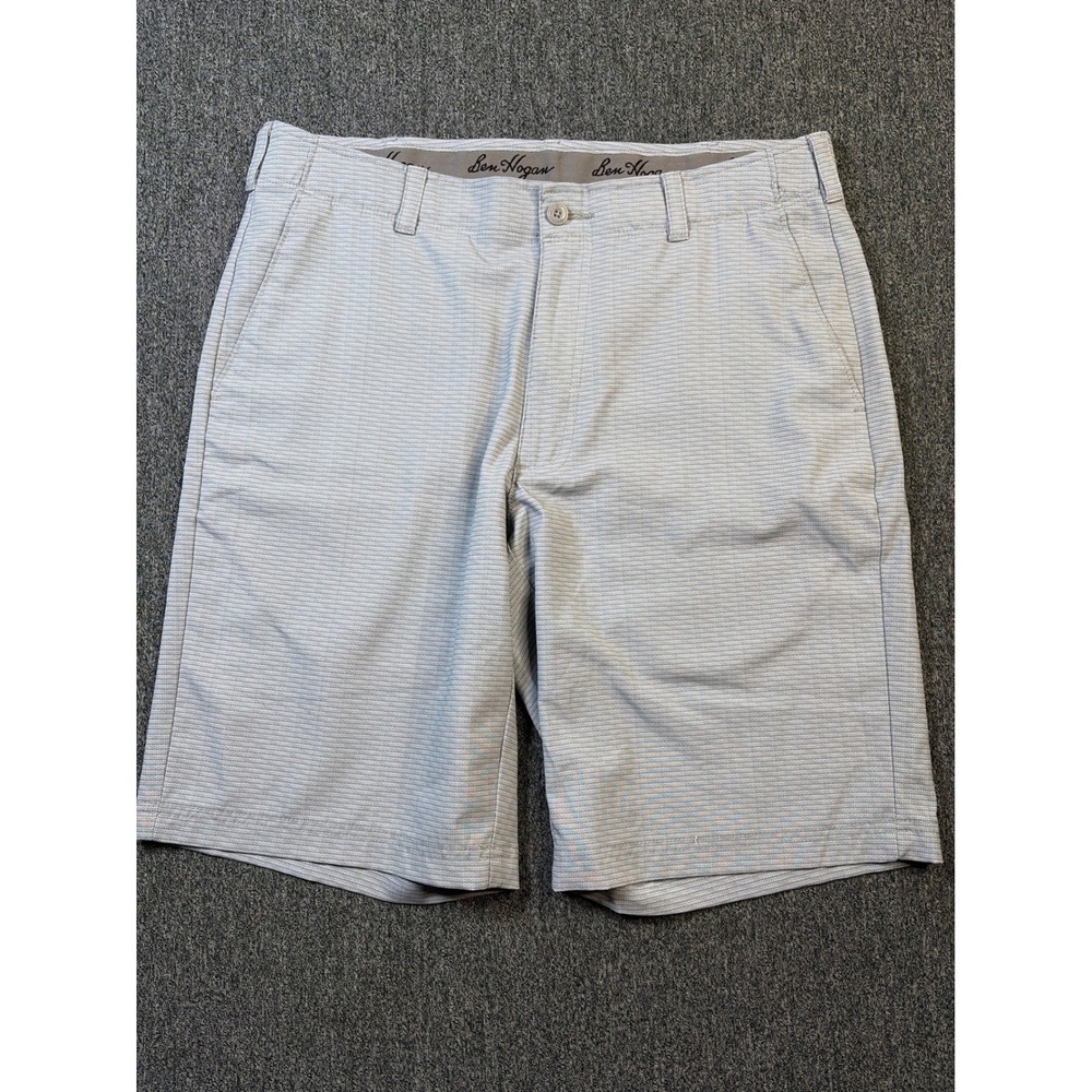Ben Hogan Mens Performance Golf Shorts Grey White Size 34 Stretch Flat Front